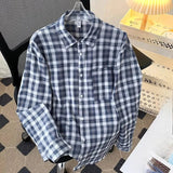 AIDASE  -  Men's Long Sleeved Checkered Shirt Japanese Casual Contrasting Color Male Top Spring Autumn Loose Thin Fashion Coat aidase-shop