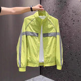 AIDASE  -  Summer New Men's Fashionable Comfortable Sun Protection Jacket Color Block Stand Collar Coat Windproof aidase-shop