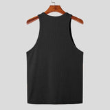 AIDASE  -  Men's Slim Fit Ribbed Tank Top Summer Fashion O-Neck Button Down Cutout Sleeveless Bodybuilding Streetwear Tshirts Male aidase-shop