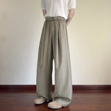 AIDASE  -  Daily Casual Loose Straight Bottoms Men Vintage Draped Lace-up Pleated Trouesrs For Mens Spring Fashionable Striped Pants aidase-shop