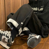 AIDASE  -  Autumn and Winter Men's Fashion Plaid Fringe Plush Solid Loose High Street Casual Comfortable Versatile Straight Leg Pants aidase-shop