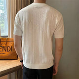AIDASE  -  Honeycomb Mesh Knitted T-shirt Men Summer Short Sleeved Hollow Ice Silk Top Tee Business Casual British Luxury Tshirts Male aidase-shop