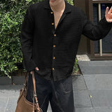 AIDASE  -  Men Shirt Hollow Out See Through Solid Color Lapel Long Sleeve Men Clothing Streetwear Loose 2025 Fashion Casual Tops aidase-shop