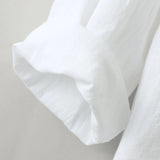 Aidase Spring Summer Mens V Neck Cotton Linen T-shirt Loose Solid Long Sleeve Pullovers Tops Fashion Casual Clothing Streetwear