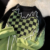 Aidase Sweaters Men Classic Fashion Popular Autumn Winter Plaid Heart-shape Pattern Contrast Color American Style Unisex Cozy Couple aidase-shop