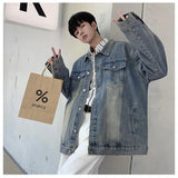 AIDASE  -  Korean Style Casual Men's Denim Jacket Turndown Collar Button Long Sleeve Spring Fall Casual Coat Couple College aidase-shop
