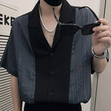 Aidase Fashion Lapel Button Spliced Loose Korean Shirts Men's Clothing 2024 Summer New Casual Tops Short Sleeve All-match Shirt aidase-shop