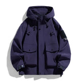 AIDASE  -  New Men's Hooded Jackets Fashion Loose Outwear Male Solid Waterproof Outdoor Bomber Jacket  Casual Couple Streetwear Tops aidase-shop