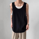 AIDASE  -  Fake Two-Piece Spliced Men Vest Summer New Korean Style Casual Contrast Color Sports Sleeveless Round Neck Tops aidase-shop