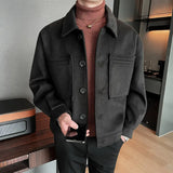 Aidase British Style Winter Short Woolen Coat Men Warm Fashion Pocket Casual Cloth Jacket Men Streetwear Loose Woolen Coat S-3XL aidase-shop