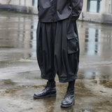 AIDASE  -  Men's Black Oversized Cargo Harem Pants - Multi-Pocket Dark Techwear Style aidase-shop