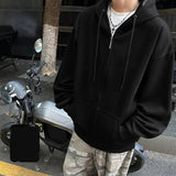 AIDASE  -  Autumn Fashion Men's Jacket Coat Long Sleeve Loose Zipper Hoodies Streetwear Hooded Casual Outwear Black Gray aidase-shop