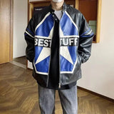 AIDASE  -  American Retro Coat Color Matching Racing Suit Autumn Bomber Jacket Men's Motorcycle Style Pu Leather Jacket High-end Couple aidase-shop