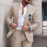 Aidase Fashion Linen Suits for Men High Quality Peak Lapel Double One Button Male Suit Slim Chic Casual Wedding Tuxedo 2 Piece Costume aidase-shop