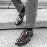 AIDASE  -  Luxury Brand Men's Shiny Leather Shoes High-end Occasions Business Men's Formal Shoes Classic Loafers Brown Retro Shoes aidase-shop