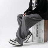 AIDASE  -  Spring Summer Coffee Casual  Ice Silk Pants Men's Trend Solid Pants Men Drape Mopping Pants Straight Loose Wide-leg Trousers aidase-shop