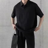 AIDASE  -  Summer Men's Korean Fashion Waffle Polo T-shirt Casual Solid Short Sleeve Tee Tops  New Y2K Vintage Streetwear polos homme aidase-shop