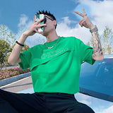 Aidase Top T Shirt for Men Man Tee Shirts Green Plain Slim Fit Clothing Streetwear Alphabet Rock Ordinary Katoen Hip Hop Cheap New In S
