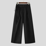 AIDASE  -  Men Pants Solid Color Button Joggers Loose Casual Wide Leg Trousers Men Streetwear 2025 Pleated Fashion Long Pants S-5XL aidase-shop