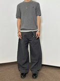 AIDASE  -  American Style Men's Casual Pants Oversized Plaid Scimitar Design Wide-Leg Trousers Simple Solid Color Clothing 21E6845 aidase-shop