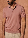 AIDASE  -  Casual Men's Slim Fit Polo Shirts Summer Fashion Solid Color Buttoned Polo Neck Tops Knitting Mens Short Sleeve Button-up Polos aidase-shop