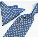 AIDASE  -  2PCS Neck Ties Set Fashion Paisley Striped Neckties Gentlemen Daily Wear Navy White Block Pocket Square Wedding Tuxedo Accessory aidase-shop