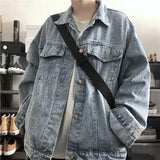 Aidase Male Jean Coats Outwear Wide Sleeves Men's Denim Jacket Vintage Gray Overcoat Shoulders Korea Washed Winter Outerwear Loose