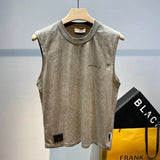 Aidase Fashion O-Neck Spliced Printed Letter sleeveless T-Shirts Men's Clothing 2025 Summer New Loose Korean Tank Tops Casual Tee Shirt