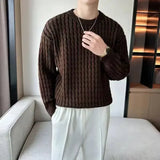 Aidase Thick Men's Knit Sweater Long Sleeve Loose Fit Knitwear Harajuku Original Vintage Clothing Deals Y2k Casual Pullovers Male