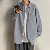 AIDASE  -  Young Men'S Boys Solid Long Sleeve Button Down Shirt Spring Summer Outfits Fashion Regular Cuff Business Casual Shirt aidase-shop