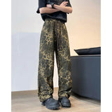 AIDASE  -  Loose Straight Leg American Sle Jeans Leopard Print Harlan Pants Men Women Trendy New Wide Leg Loose Fit High Street aidase-shop