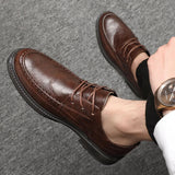AIDASE  -  Luxury Brand Men Oxfords Loafers Genuine Leather Dress Shoes Brogue Lace Up Italian Mens Casual Shoes Moccasins Plus Size 39-44 aidase-shop