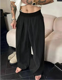 AIDASE  -  Loose Wide Leg Pants for Men Casual Fashion Urban Style Polyester Fabric Four Seasons Suitable Pure Color Micro Stretch aidase-shop