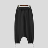 AIDASE  -  Men Pants Solid Color Elastic Waist Joggers Loose Trousers Men Streetwear Fashion Casual Male Drop-crotch Pants S-5XL aidase-shop