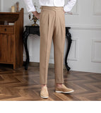 Aidase Spring Business Versatile Belt Trouser Gentleman Paris Button Pant Fashion Men Dress Pant High Waist Straight Pants Men aidase-shop