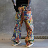 AIDASE  -  Colors Print  Denim Pants Jeans Men Streetwear Fashion Hip Hop Loose Casual Straight Oversize Wide Leg Baggy Jeans Trousers aidase-shop