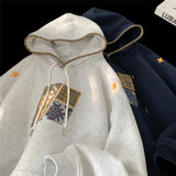 Aidase Korean Street Style Splicing Hoodie Embroidery Pattern Hooded Sweatshirt Men Women Loose Casual Fall Winter New Hoody Pullover aidase-shop