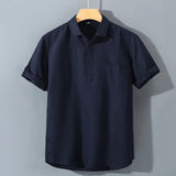AIDASE  -  Japanese Retro Linen Square Neck Short-sleeve Men Shirt Summer Casual Thin Cardigan aidase-shop