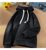 AIDASE  -  American heavyweight hoodie men's autumn and winter youth plus plush thick top letter steel print hooded jacket aidase-shop