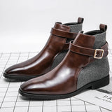 AIDASE  -  Men Fashion Chelsea Boots PU Side Buckle Anti slip Wear Resistant Boots Business Office Dress Boots Gentleman Social Men Boots aidase-shop
