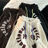 Retro Hoodie Men Sweatshirt Letter Labelling Graphic Graffiti Hip Hop Streetwear Hoodie Autumn Patchwork Pullover Hoodies