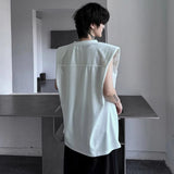 AIDASE  -  Men Summer Sleeveless Shoulder Pads Streetwear Hip Hop Loose Tank Tees Shirts Chinese Casual Print T-shirt Vest Women aidase-shop