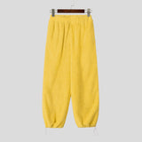 AIDASE  -  Men Pants Solid Color Elastic Waist Joggers Plush Fleece Trousers Men Streetwear Loose Fashion Casual Male Long Pants aidase-shop