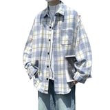 AIDASE  -  Men's Plaid Shirt Fashionable Contrast Color Loose Long Sleeved Shirt Jacket American Retro Casual Male Clothing aidase-shop