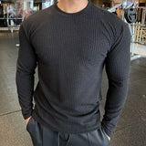 AIDASE  -  Spring Autumn Casual T-Shirt Men Long Sleeves Solid Shirt Fitness Bodybuilding Tees Tops Male Fashion Slim Stripes Tshirts aidase-shop