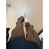 AIDASE  -  American Retro Overalls Men's Spring Autumn Logging Pants Pure Cotton Straight Trousers aidase-shop