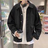 43.79Aidase Black Denim Short Jacket Men Jeans Jacket Coats Oversized Harajuku Denim Jeans Jacket Bomber Streetwear Man Clothing Outwear aidase-shop