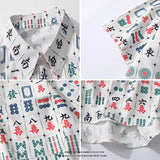 AIDASE  -  Europe American Street Retro Fun Printed Short Sleeved Shirt Men's Trendy Loose BF Casual Half Sleeved Shirts Poker Mahjong Tops aidase-shop