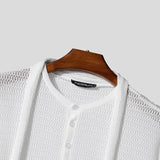 AIDASE  -  Men Sweater Solid V Neck Long Sleeve Hollow Out See Through Male Pullovers Streetwear Loose Fashion Casual Men Clothing aidase-shop