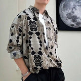 AIDASE  -  Spring Men's Long Sleeved Artistic Shirt Niche Loose Trend 2025 Contrast Color Long Sleeve Casual Male Tops